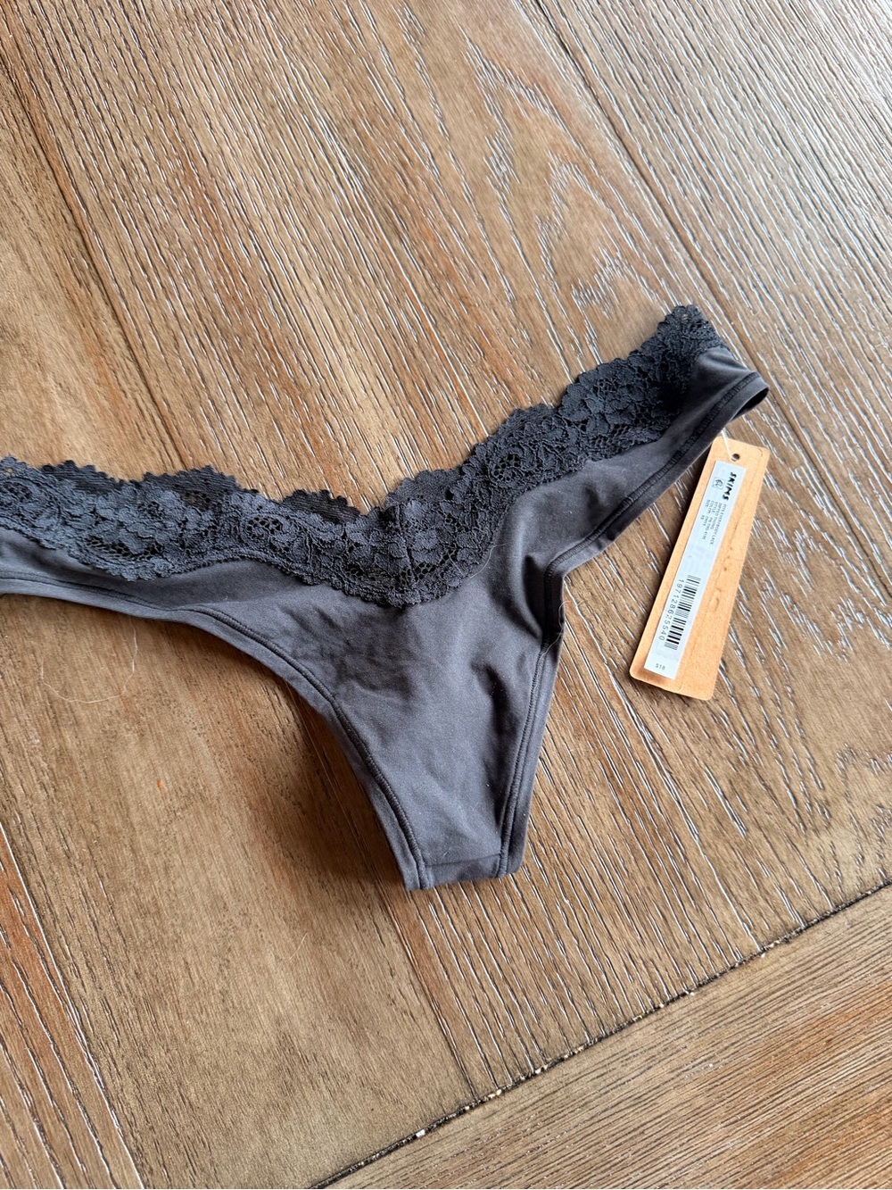 Lace-Trim Thong - Black